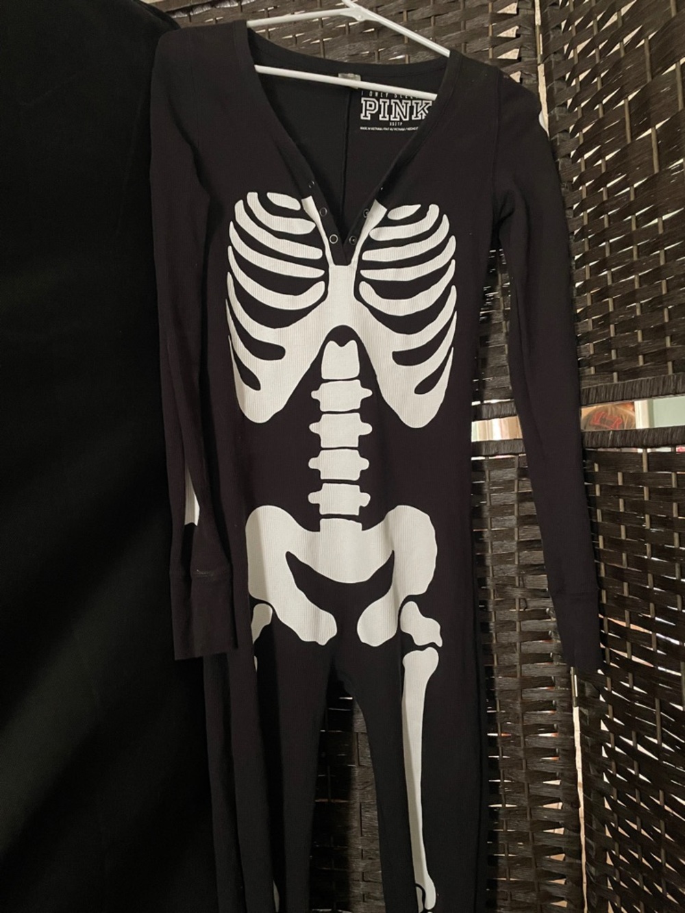 PINK Black Skeleton Onesie